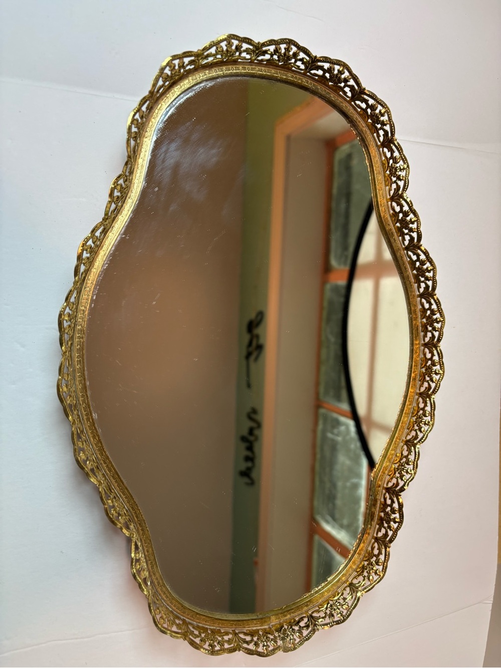 Vintage Table Mirror Tray Vanity Tray With Gold Frame